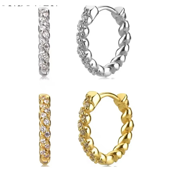 Gold Sparkling Hoop Earrings | Yellow Gold S925 - Picture 10 of 16